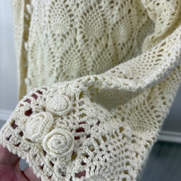 Liz Claiborne Woman by Elisabeth Size 1X Crochet Knit Vintage Cardigan Sweater - Picture 4 of 14